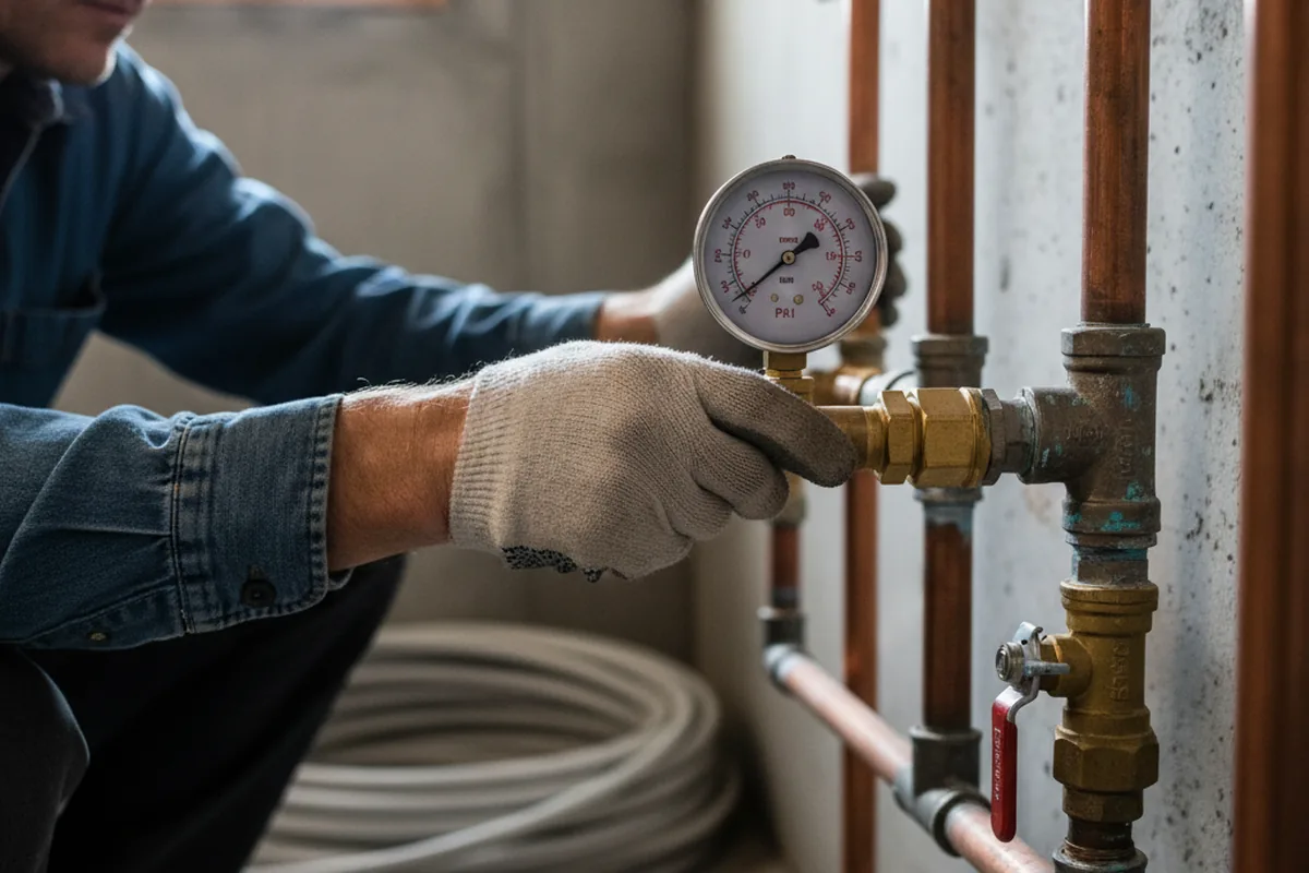 Pressure testing a repaired line during Water Line Repair in Windber